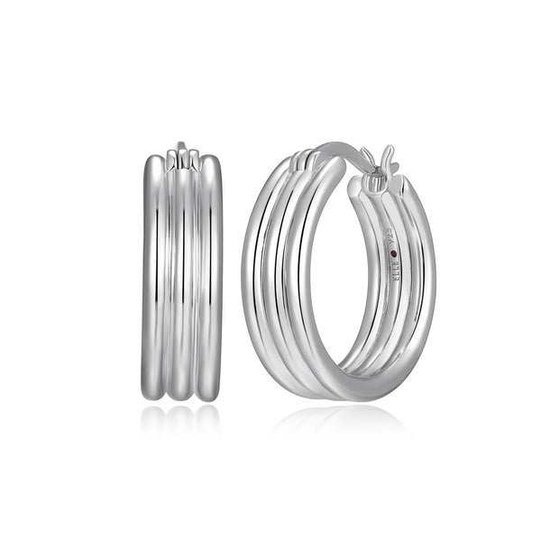 Boucles d'Oreilles Créoles Lisses 20mm – Elle Argent 925