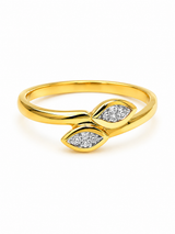Bague Or 14K Deux Marquises Diamants 0,40ct