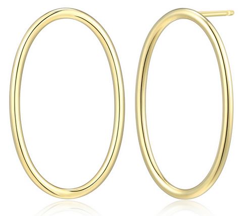 Boucles d'Oreilles Clous Ovale Ouvert Plaqué Or – Reign Argent 925