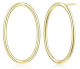 Boucles d'Oreilles Clous Ovale Ouvert Plaqué Or – Reign Argent 925