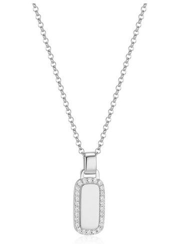 Collier Pendentif Dog Tag Zircon – Elle Argent 925