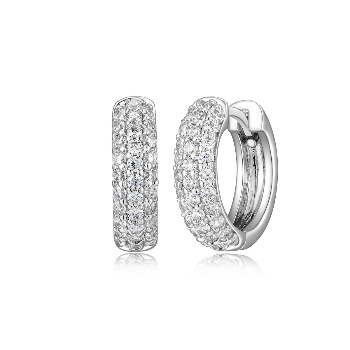 Boucles d'Oreilles Huggies Pavé Zircon 15mm – Reign Argent 925