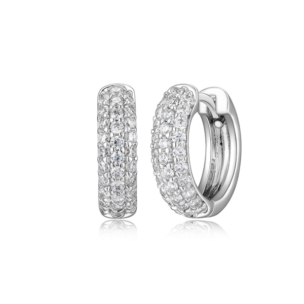 Boucles d'Oreilles Huggies Pavé Zircon 15mm – Reign Argent 925