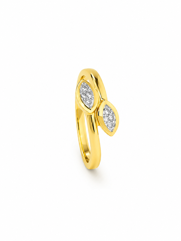 14K Gold Ring Two Marquise Diamonds 0.40ct