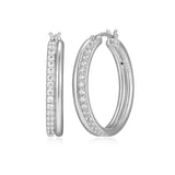 Double Row Zirconia Hoop Earrings – 925 Sterling Silver