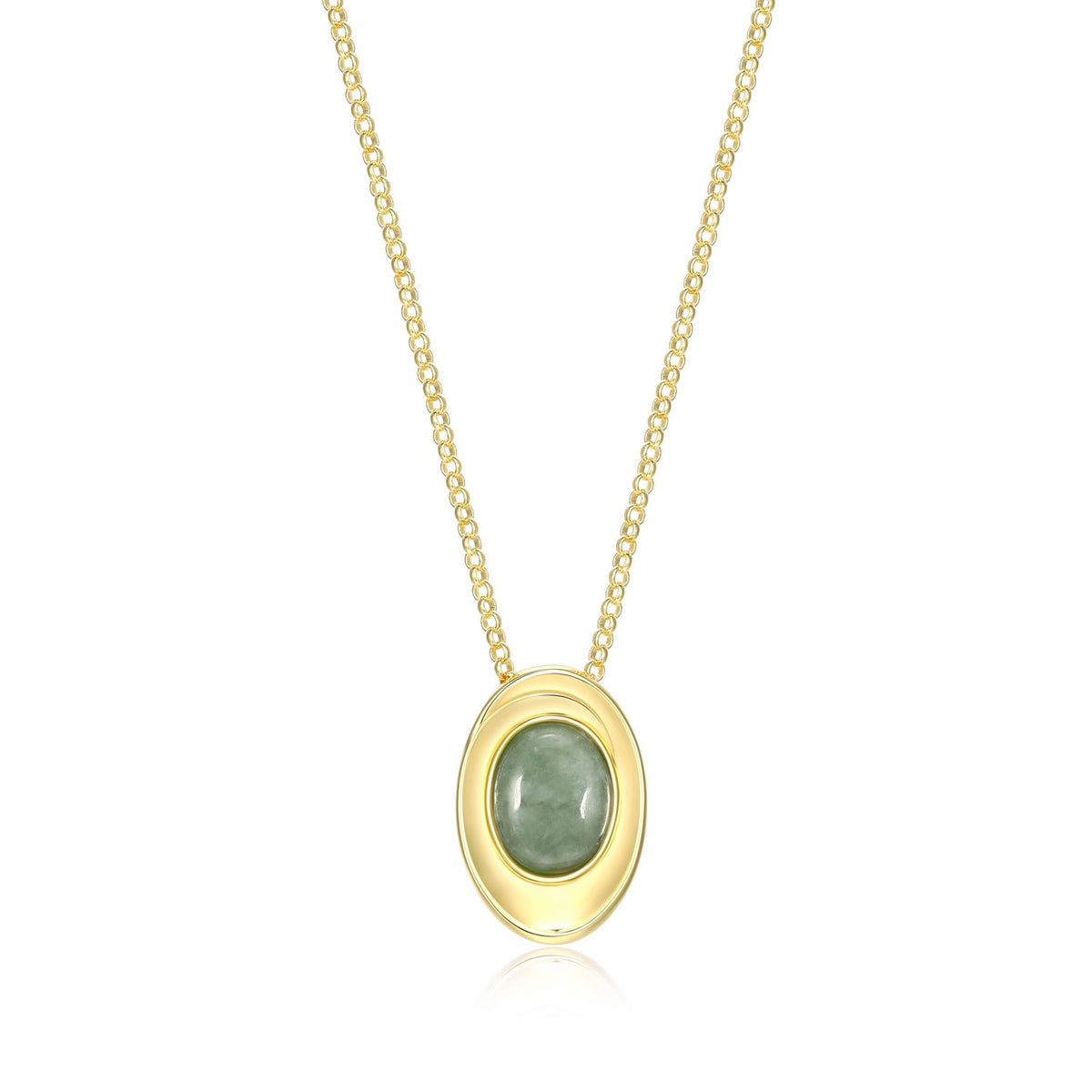 Collier Pendentif Jade Vert Plaqué Or – Elle Argent 925