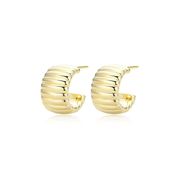 Boucles d'Oreilles Anneaux Côtelés Plaqué Or – Reign Argent 925