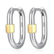 Boucles d'Oreilles Huggies Rectangle Deux Tons – Reign Argent 925
