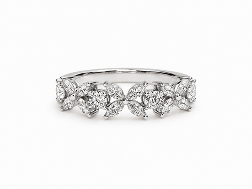 Bague Or Blanc 14K Diamants Lab Marquise et Rond 1,62ct