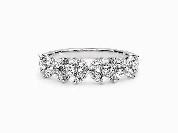 Bague Or Blanc 14K Diamants Lab Marquise et Rond 1,62ct