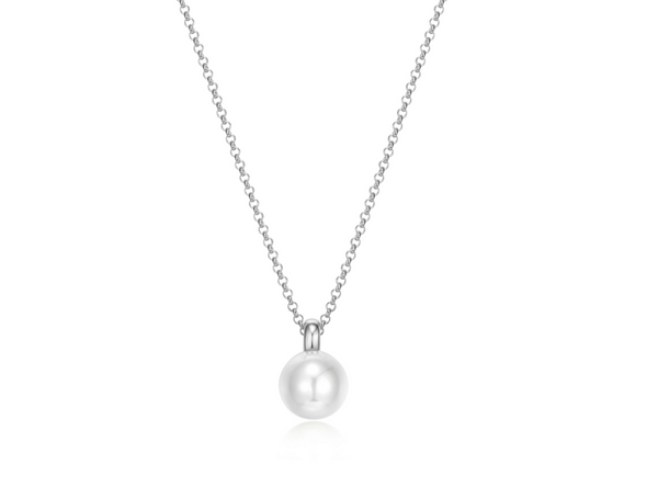 Collier Pendentif Perle Blanche 10mm – Elle Argent 925