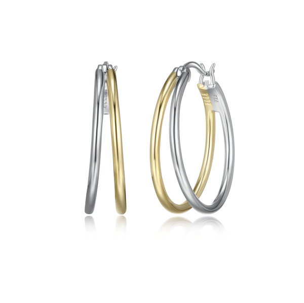 Créoles Double Rang Deux Tons – Elle Argent 925