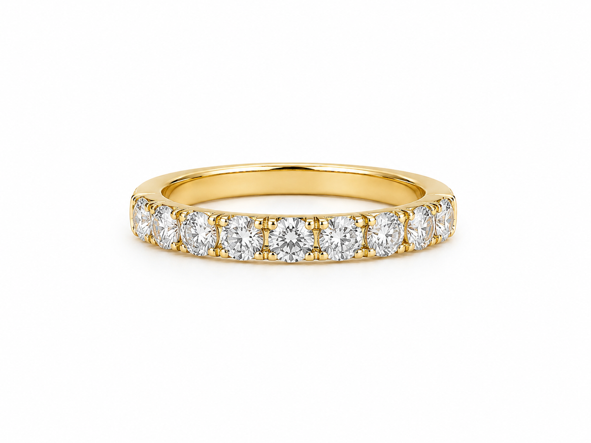Bague Semi-Éternité Or Blanc 14K Diamants Lab 1,00ct