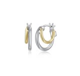 Two-Tone Double Hoop Earrings - 925 Sterling Silver