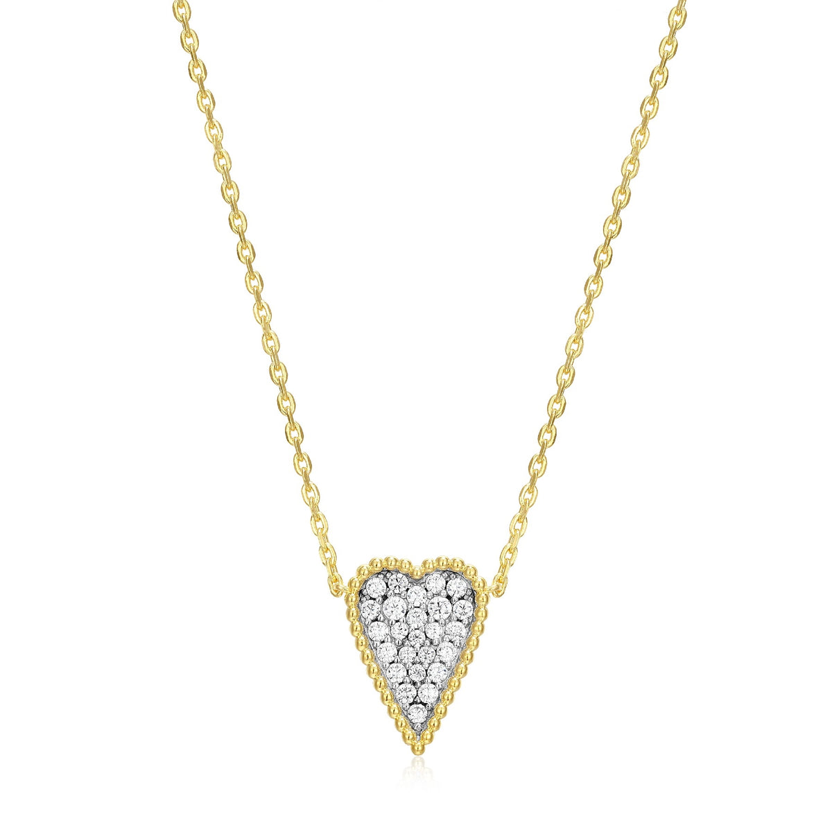 Collier Pendentif Cœur Allongé Zircon – Elle Argent 925