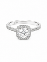 Bague Halo Or Blanc 18K Diamant 0,58ct