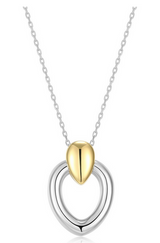 Collier Pendentif Poire Ajouré Deux Tons – Elle Argent 925
