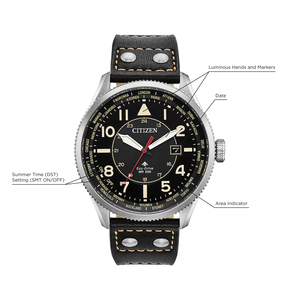 Montre Citizen Avion BX1010-02E bracelet cuir