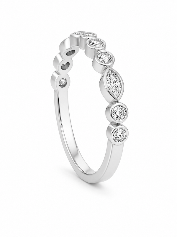 Bague Or Blanc 18K 19 Diamants 0,37ct