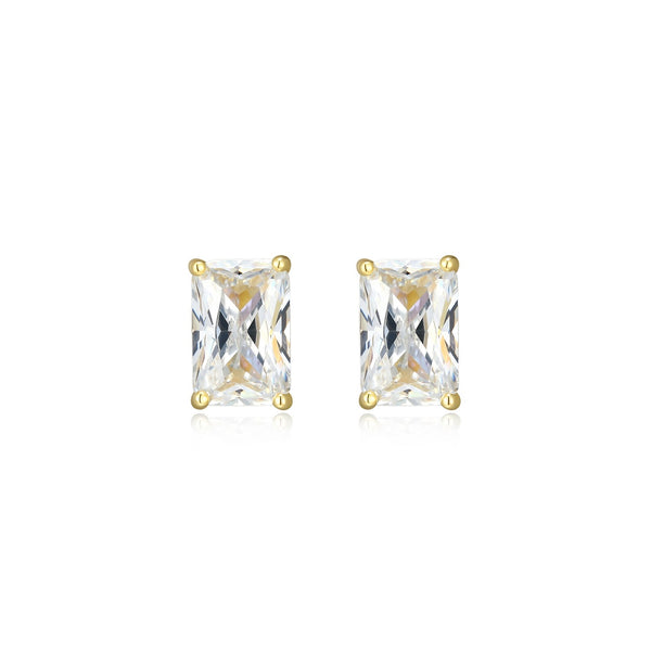 Boucles d'Oreilles Clous Émeraude Zircon – Reign Argent 925