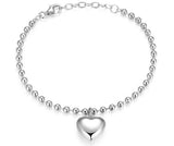 Bracelet Perles 3mm Pendentif Cœur Puffy – Reign Argent 925