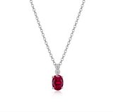 Collier Pendentif Rubis Synthétique et Zircon – Elle Argent 925