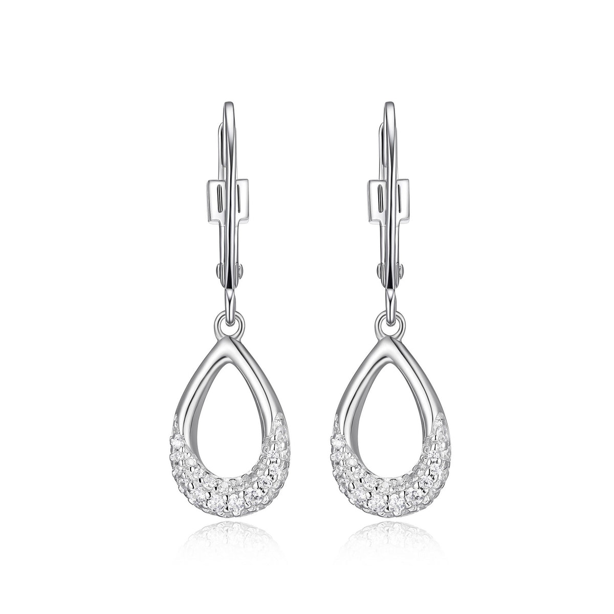 Paved Pear Zircon Earrings – Sterling Silver 925