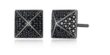 Boucles d'Oreilles Clous Pyramide Saphir Noir – Ethos Argent 925