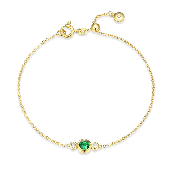 Bracelet Étoile du Nord Grenat Vert Labo – Reign Argent Plaqué Or