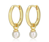 Boucles d'Oreilles Huggies Perle 4mm Plaqué Or – Reign Argent 925