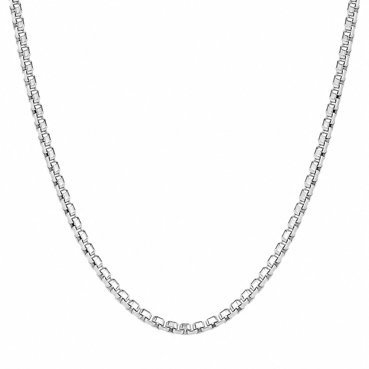 10K White Gold Box Chain 1.3mm 24 inches