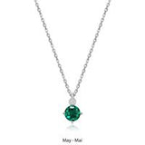 Collier Pendentif Émeraude Synthétique et Diamants Labo – Elle Argent 925