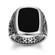 Bague Chevalière Agate Noire Intaglio – Ethos Argent 925