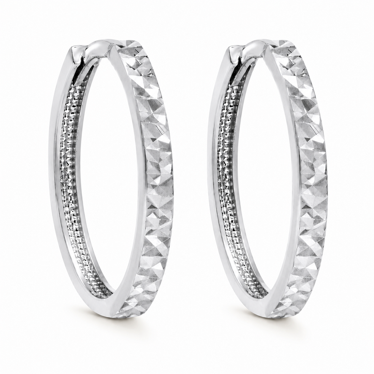 Boucles d'Oreilles Huggies Coupe Diamant Or 10K