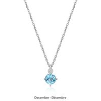 Collier Pendentif Topaze Bleue et Diamants Labo – Elle Argent 925