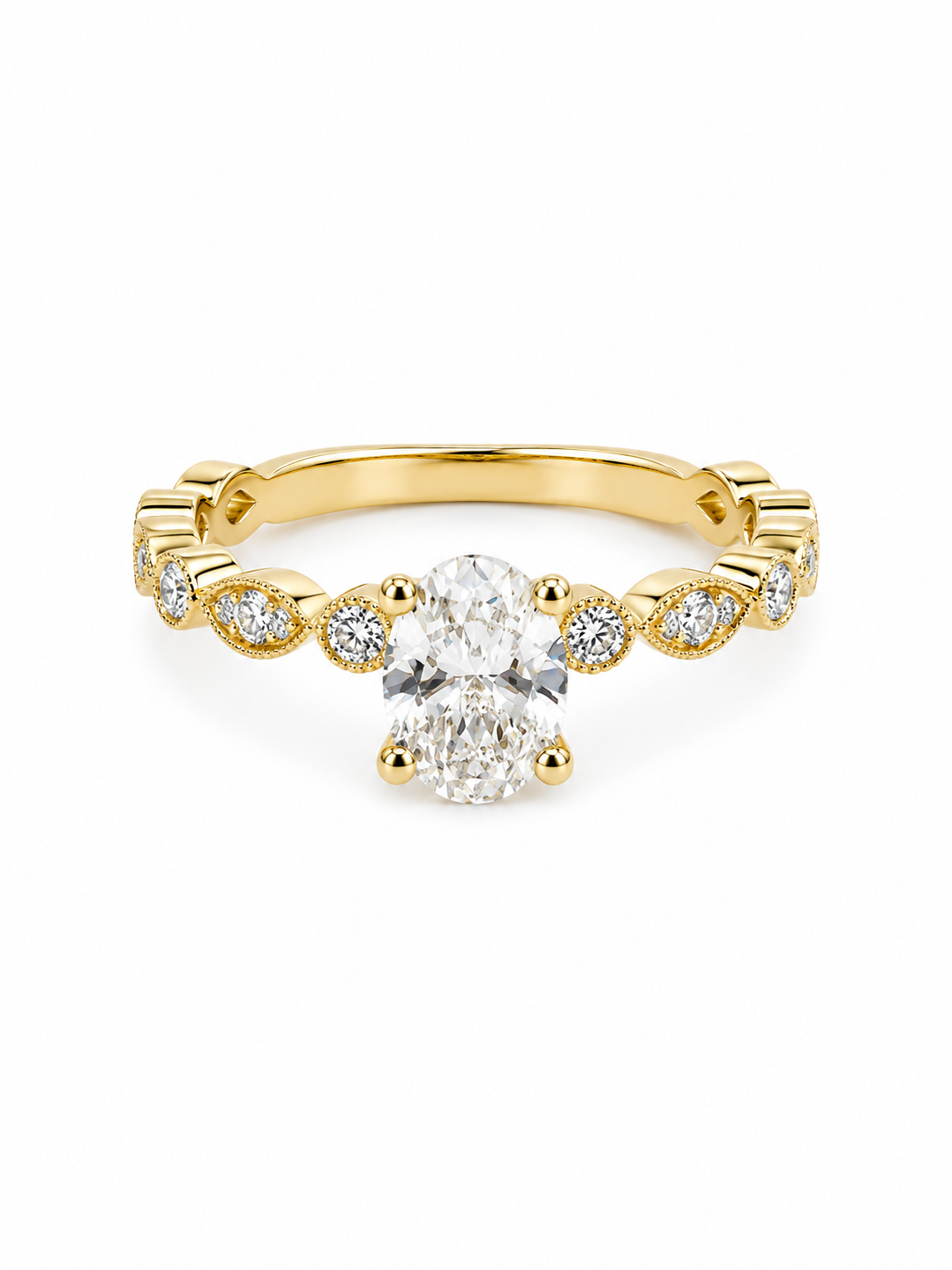 Bague Solitaire Or Jaune 18K Diamant Lab Ovale 0,97ct