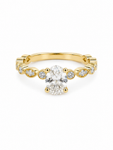 Bague Solitaire Or Jaune 18K Diamant Lab Ovale 0,97ct