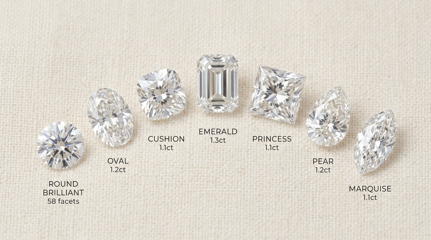 Comparaison des formes de pierres — bague de fiançailles